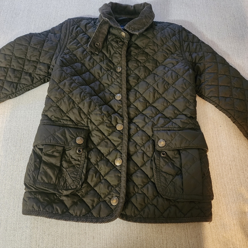 Ralph Lauren Quilted Utility Jacket With Corderoy Details - Army Green